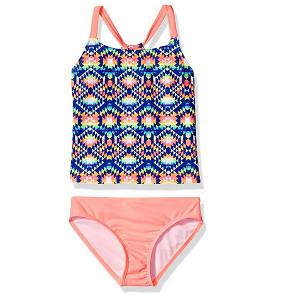 Freestyle Girls Halter Top Tribe Tankini Two Piece Swimsuit Multi 14